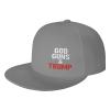 Rqwaaed God Guns and Trump Hats for Men and Women Flat Bill Baseball Cap Adult Adjustable Trucker Cap Gray view 2