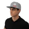 Rqwaaed God Guns and Trump Hats for Men and Women Flat Bill Baseball Cap Adult Adjustable Trucker Cap Gray view 3