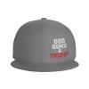 Rqwaaed God Guns and Trump Hats for Men and Women Flat Bill Baseball Cap Adult Adjustable Trucker Cap Gray view 4