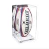 Better Display Cases Acrylic Rugby Ball Display Case Vertical with Mirror Case, White Risers, White Base 8" x 8" x 12" (A060/B42) view 1