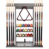 GSE Games & Sports Expert 8 Pool Cue Wall Rack with Score Counter, Billiard Stick Hanging Wall Mounting Holder Only, Holds 8 Pool Cue Sticks, 2 Ball Racks and Full Set of Balls (Brushed Grey) view 1