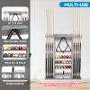 GSE Games & Sports Expert 8 Pool Cue Wall Rack with Score Counter, Billiard Stick Hanging Wall Mounting Holder Only, Holds 8 Pool Cue Sticks, 2 Ball Racks and Full Set of Balls (Brushed Grey) view 2