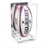 Better Display Cases Acrylic Rugby Ball Display Case Vertical with Mirror Case, Silver Risers, White Base 8" x 8" x 12" (A060/B42) view 1