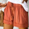 Summer Casual Shorts for Women Drawstring Elastic Waist Comfy Wide Leg Shorts Lightweight Flowy Beach Shorts with Pockets Medium view 2