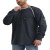 WORKWEYA FR Shirts for Men Lightweight 6.5oz 100% Cotton Long Sleeve Flame Resistant Welding T-Shirt CAT2/NFPA2112, Dark Blue view 1