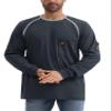 WORKWEYA FR Shirts for Men Lightweight 6.5oz 100% Cotton Long Sleeve Flame Resistant Welding T-Shirt CAT2/NFPA2112, Dark Blue view 3