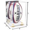 Better Display Cases Acrylic Rugby Ball Display Case Vertical with Mirror Case, Yellow Risers, White Base 8" x 8" x 12" (A060/B42) view 2