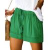 Summer Casual Shorts for Women Drawstring Elastic Waist Comfy Wide Leg Shorts Lightweight Flowy Beach Shorts with Pockets A# Mint Green view 2