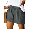 Summer Casual Shorts for Women Drawstring Elastic Waist Comfy Wide Leg Shorts Lightweight Flowy Beach Shorts with Pockets A# Dark Grey view 2