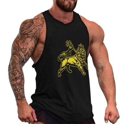 Rasta Lion Men's Sleeveless Muscle T Shirts Casual Tank Tops for Gym Workout Beach XL