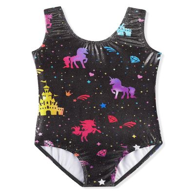 HOZIY Toddler Gymnastics Leotards 2t 3t Unicorn Coloful Multicolored Sleeveless Tumbling Outfits Bodysuits Diamond Black 18-24 Month Clothes Clothing Kids Leo Shiny