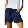 Summer Casual Shorts for Women Drawstring Elastic Waist Comfy Wide Leg Shorts Lightweight Flowy Beach Shorts with Pockets view 2