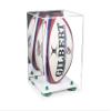 Better Display Cases Acrylic Rugby Ball Display Case Vertical with Mirror Case, Green Risers, White Base 8" x 8" x 12" (A060/B42) view 1