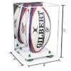 Better Display Cases Acrylic Rugby Ball Display Case Vertical with Mirror Case, Green Risers, White Base 8" x 8" x 12" (A060/B42) view 2