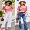 Ekouaer Silk Pajama for Women Short Sleeve Satin Pj Set Two Piece Soft Sleepwear Loungewear Casual Pjs for Summer Rose Pink S view 3