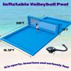 33x16.5x7ft Inflatable Water Volleyball Pool Court, Summer Water Volleyball Court w/ 800W Air Pump, 0.66mm Heavy Duty PVC Made, for Adults/School/Community Activites Fun Backyard Beach, Quick Set view 2