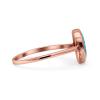 OMRANII Rose Tone, Lab Created Blue Opal Size-7 Oval Petite Dainty Fashion Thumb Ring Solid 925 Sterling Silver view 2