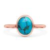 OMRANII Rose Tone, Simulated Turquoise Size-6 Oval Petite Dainty Fashion Thumb Ring Solid 925 Sterling Silver view 1