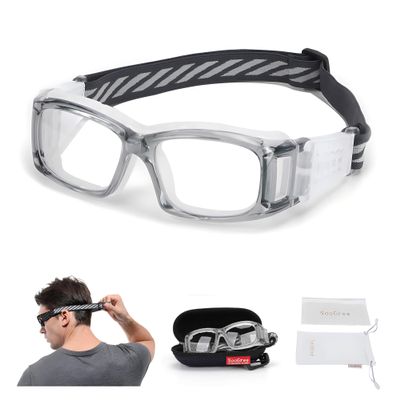 SooGree Basketball Sports Goggles Protective Eyewear for Men Safety Glasses (Gray frame white pad)