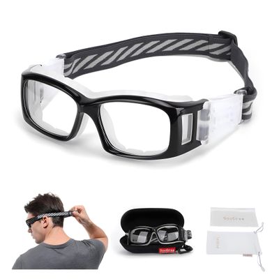 SooGree Basketball Sports Goggles Protective Eyewear for Men Safety Glasses (Black frame white pad)