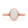 OMRANII Rose Tone, Lab Created White Opal Size-9 Oval Petite Dainty Fashion Thumb Ring Solid 925 Sterling Silver view 1
