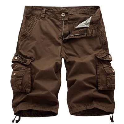 HODZAIW Mens Camo Cargo Shorts Cotton Multi-Pocket Outdoor Camouflage Cargo Shorts Coffee 32