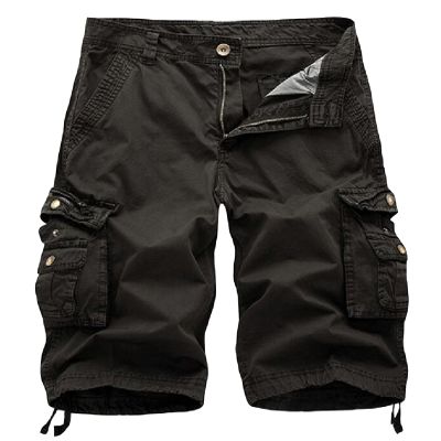 HODZAIW Mens Camo Cargo Shorts Cotton Multi-Pocket Outdoor Camouflage Cargo Shorts Dark Grey 32