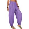 WABEOR Wide Leg Linen Pants for Women Plus Size Elastic Waist Casual Summer Pants Loose Fit Beach Pants Comfy Cotton Trousers view 2