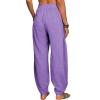 WABEOR Wide Leg Linen Pants for Women Plus Size Elastic Waist Casual Summer Pants Loose Fit Beach Pants Comfy Cotton Trousers view 3