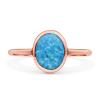 OMRANII Rose Tone, Lab Created Blue Opal Size-10 Oval Petite Dainty Fashion Thumb Ring Solid 925 Sterling Silver view 1