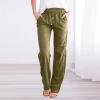 WABEOR Wide Leg Linen Pants for Women Plus Size Elastic Waist Casual Summer Pants Loose Fit Beach Pants Comfy Cotton Trousers view 2