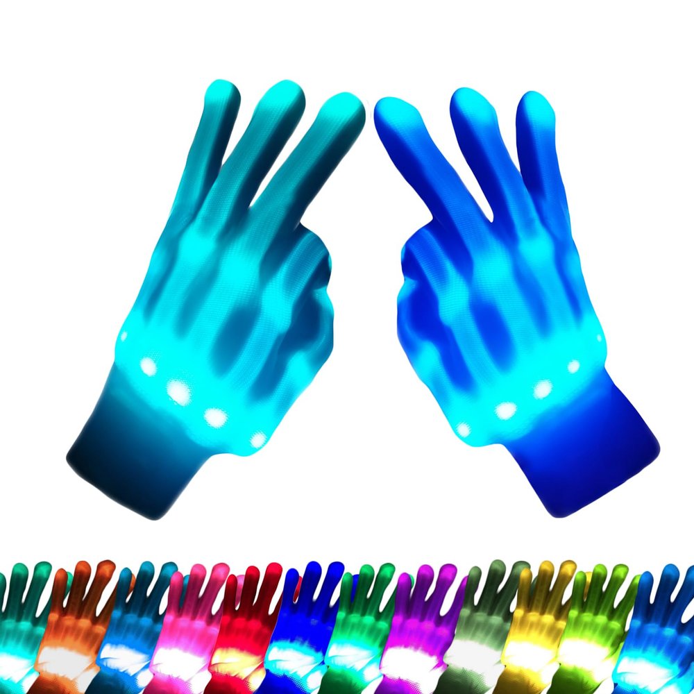 COLEDRE Kids Toys 12 Colors LED Gloves Cool Toys Gifts for Age 3-6 Years Old Boys Girls Halloween Costumes Light Up Gloves Stocking Stuffers Christmas Birthday Parties Gifts (1 Pairs S)