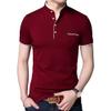 Men's Basic Stand-Up Collar Short Sleeves 3-Button Lightweight Golf Slim-Fit Shirts Regular Cotton Knit Polo Tees (Red,US Size 4XL Asia 5XL) view 1