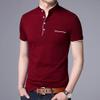 Men's Basic Stand-Up Collar Short Sleeves 3-Button Lightweight Golf Slim-Fit Shirts Regular Cotton Knit Polo Tees (Red,US Size 4XL Asia 5XL) view 3