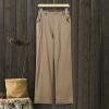 WABEOR Wide Leg Linen Pants for Women Plus Size Elastic Waist Casual Summer Pants Loose Fit Beach Pants Comfy Cotton Trousers view 3