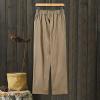 WABEOR Wide Leg Linen Pants for Women Plus Size Elastic Waist Casual Summer Pants Loose Fit Beach Pants Comfy Cotton Trousers view 4