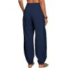 WABEOR Wide Leg Linen Pants for Women Plus Size Elastic Waist Casual Summer Pants Loose Fit Beach Pants Comfy Cotton Trousers view 3