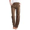 WABEOR Wide Leg Linen Pants for Women Plus Size Elastic Waist Casual Summer Pants Loose Fit Beach Pants Comfy Cotton Trousers C-Brown view 1