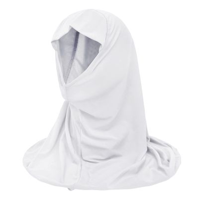 NICEYST Girls Instant Hijab Muslim Arab Scarf Shawls Neck Wrap Kids Islamic Solid Color Headscarf Turban for 7-12 Years Old (White)