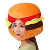 BEESUM 2023 Novelty Hamburger Hat Plush Food Burger Cap Mask Adult Halloween Christmas Party Costume view 1