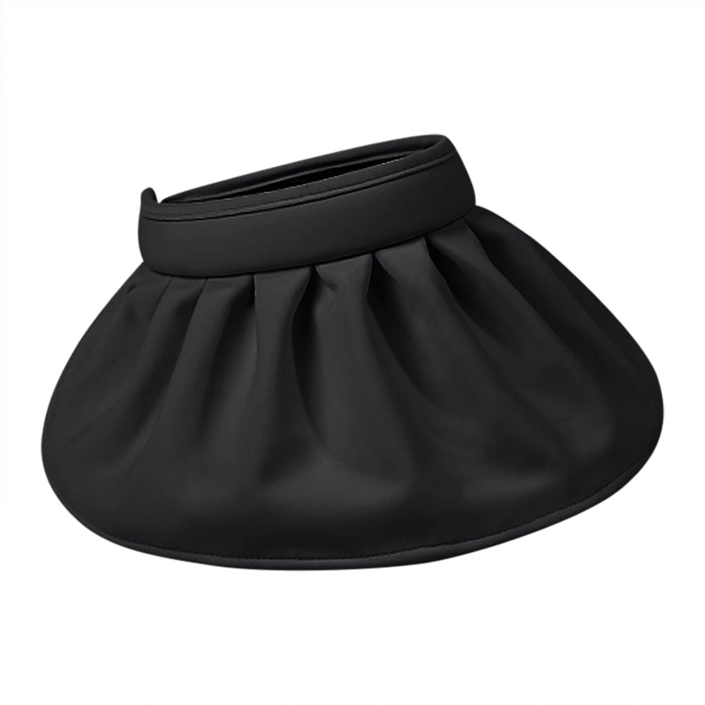 Women Empty Top Rollable Hat Summer Cycling Sun Visor Hat Sunscreen Foldable Fisherman's Hat Bucket Hat (Black, One Size)