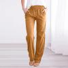 WABEOR Wide Leg Linen Pants for Women Plus Size Elastic Waist Casual Summer Pants Loose Fit Beach Pants Comfy Cotton Trousers view 2