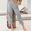 WABEOR Wide Leg Linen Pants for Women Plus Size Elastic Waist Casual Summer Pants Loose Fit Beach Pants Comfy Cotton Trousers view 2