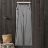 WABEOR Wide Leg Linen Pants for Women Plus Size Elastic Waist Casual Summer Pants Loose Fit Beach Pants Comfy Cotton Trousers view 3
