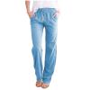 WABEOR Wide Leg Linen Pants for Women Plus Size Elastic Waist Casual Summer Pants Loose Fit Beach Pants Comfy Cotton Trousers view 1