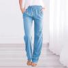 WABEOR Wide Leg Linen Pants for Women Plus Size Elastic Waist Casual Summer Pants Loose Fit Beach Pants Comfy Cotton Trousers view 2