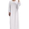 ODIZLI Muslim Abaya For Women Prayer Abayas Long Puff Sleeve Robe Dress Muslim Islamic Eid Dress Floor Length Prayer Dress For Women Muslim Jilbab For Muslim Women Tight Knot Dress White M view 3