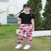 Betusline Girls Clothes 2 Piece Set, Black Cute Short Sleeve Crop Tops + Hot Pink Camo Cargo Jogger Pants Clothes, 9-10 Years = Tag 150 view 3
