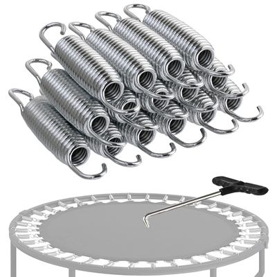 UVCMDUI 15 x Replacement Trampoline Springs 3.5in 3.9in 4.6in 5.1in 5.5in 6.5in 7in 8.3in, Heavy-Duty Galvanised Spring with Puller Tool, Trampoline Replacement Accessories Parts,140mm/5.5in