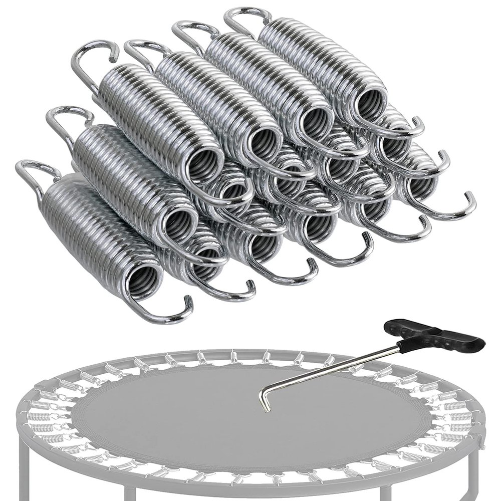 UVCMDUI 15 x Replacement Trampoline Springs 3.5in 3.9in 4.6in 5.1in 5.5in 6.5in 7in 8.3in, Heavy-Duty Galvanised Spring with Puller Tool, Trampoline Replacement Accessories Parts,140mm/5.5in